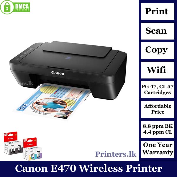 afbalanceret efterspørgsel Serrated Canon Pixma E470 Printer- [Print | Scan | Copy | Wireless | One Year  Warranty ] Printers.lk Pvt Ltd