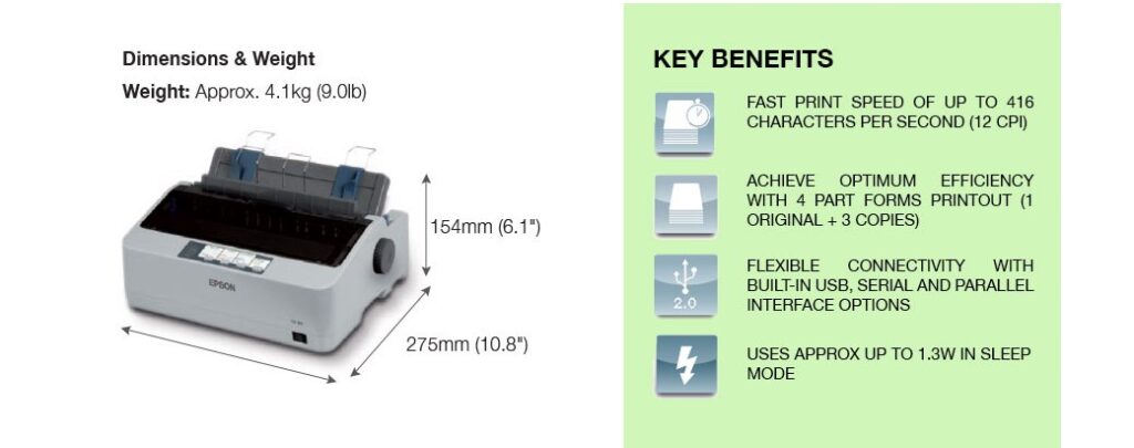 Epson LQ 310 Dot Matrix Printer Two Years Warranty Rs. 68500/=