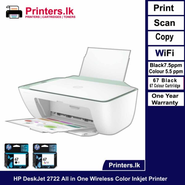 HP DeskJet 2722 All in One Wireless Color Inkjet Printer