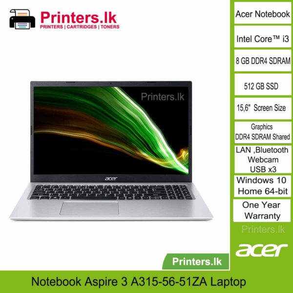 Notebook Aspire 3 A315-56-51ZA Laptop