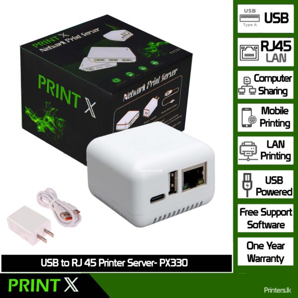 PX330 USB to RJ45 Network Print Server