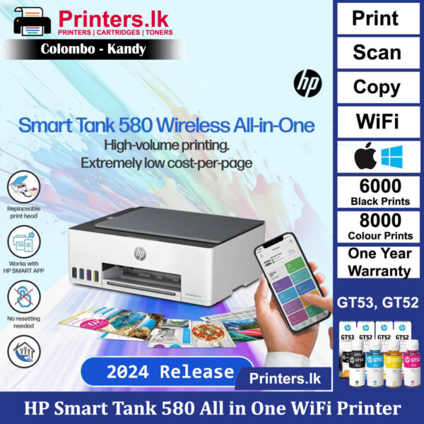HP Smart Tank 580 All in One WiFi Printer