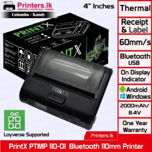 PrintX PTMP 110-01 Portable Bluetooth Receipt Printer 110mm