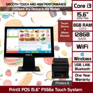 PrintX POS 15.6” PX66s Touch System + 80mm Thermal Printer