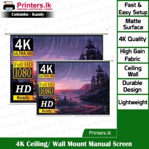 4K Ceiling/ Wall Mount Manual Projector Screen