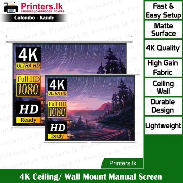 4K Ceiling/ Wall Mount Manual Projector Screen