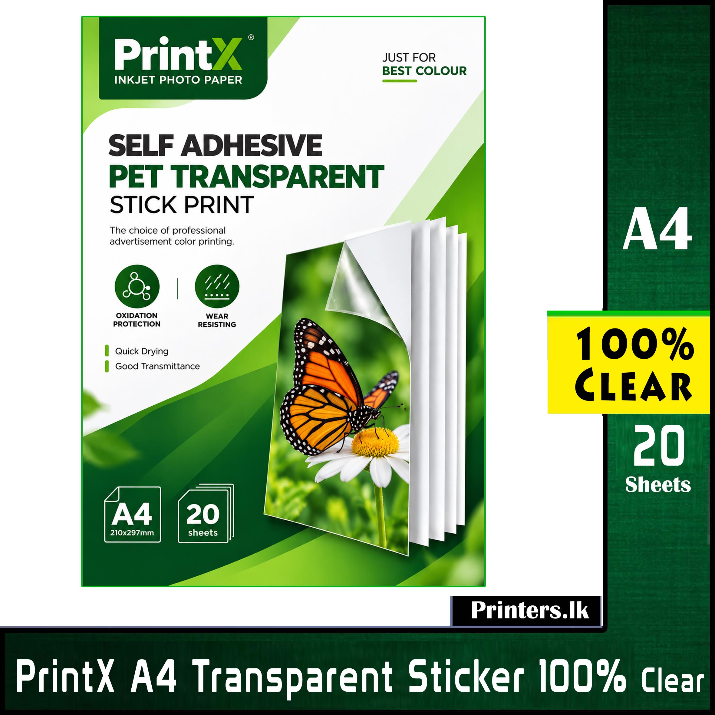 PrintX A4 Transparent Printable Sticker Sheet 100% Clear