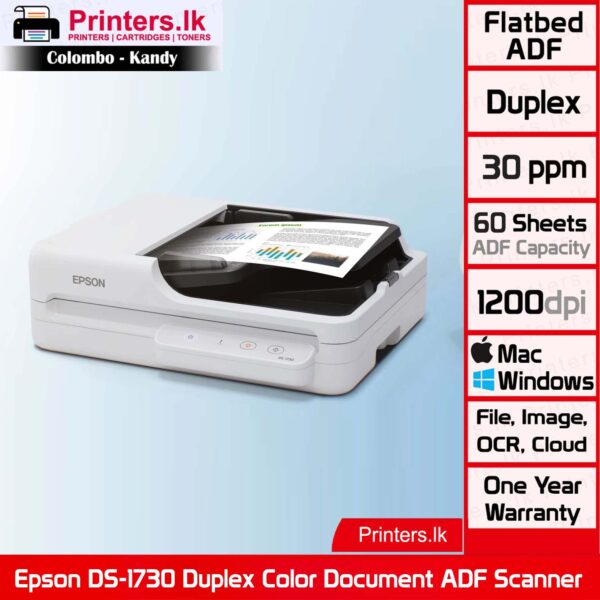 Epson DS-1730 Duplex Color Document ADF Scanner - Image 2