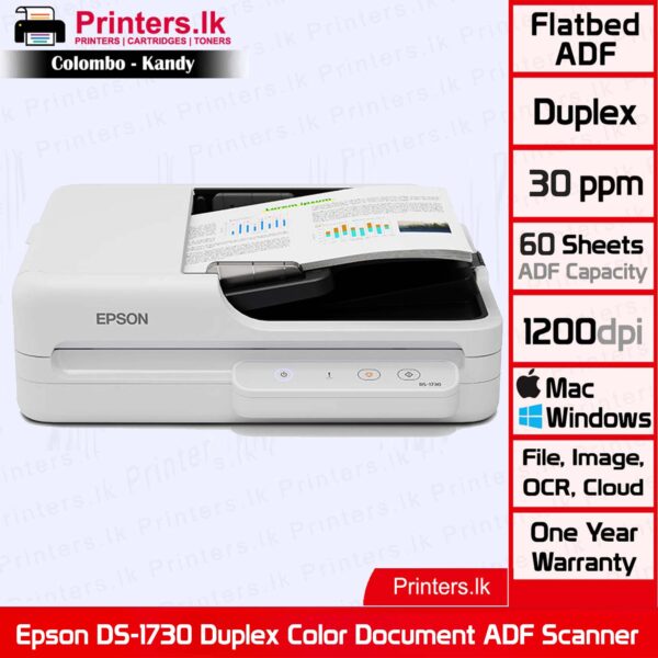 Epson DS-1730 Duplex Color Document ADF Scanner - Image 3