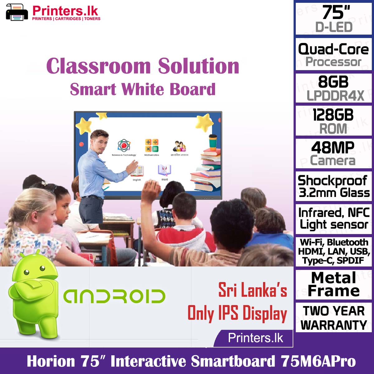 Horion 75" Interactive Smartboard 75M6APro - Image 4
