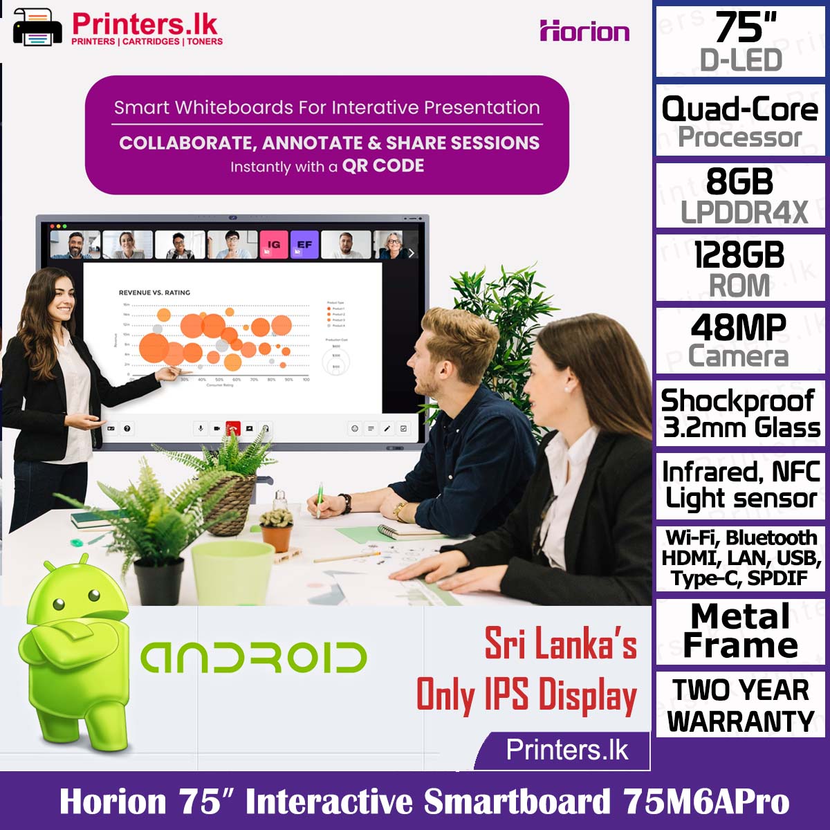 Horion 75" Interactive Smartboard 75M6APro - Image 3