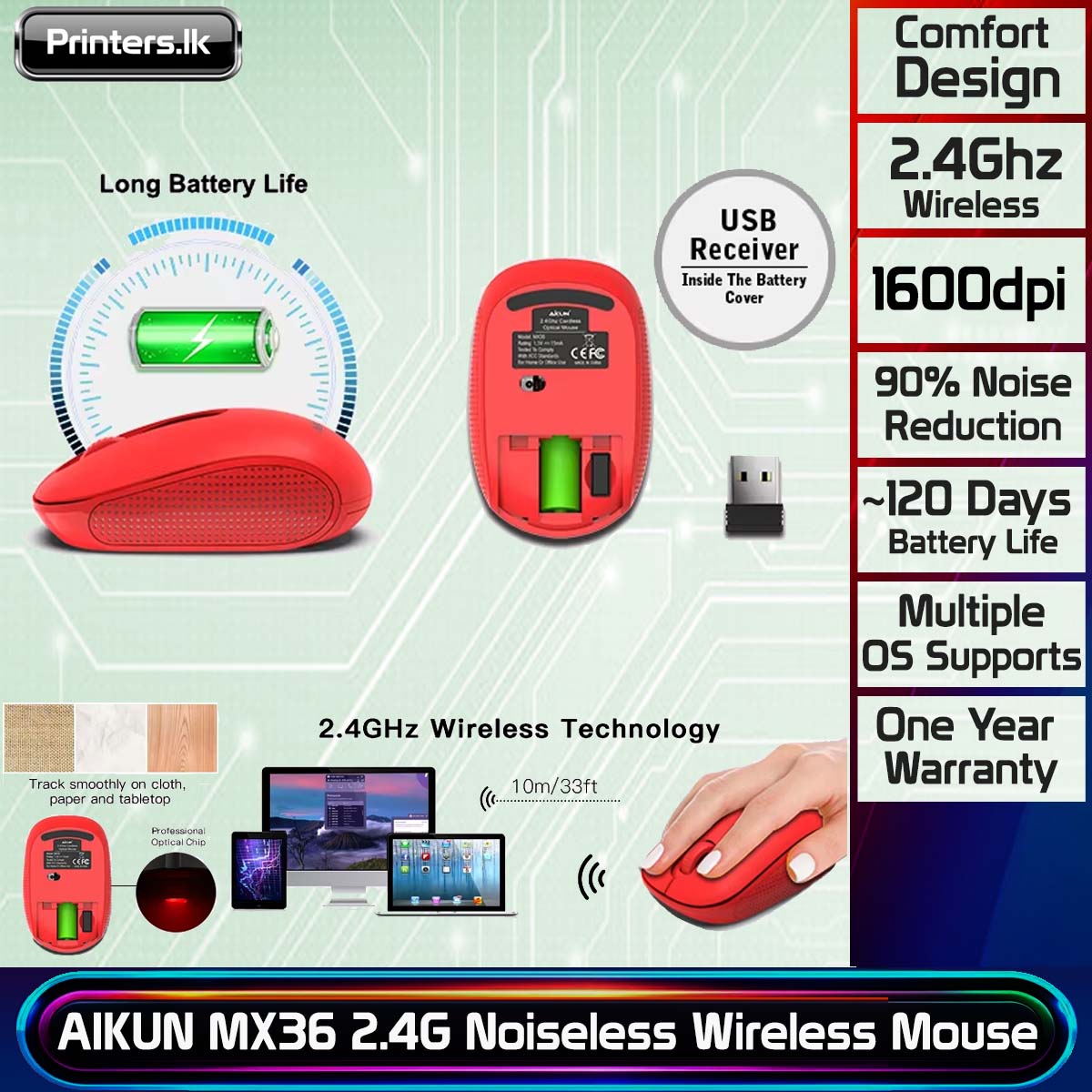AIKUN MX36 2.4G Noiseless Wireless Mouse - Image 3
