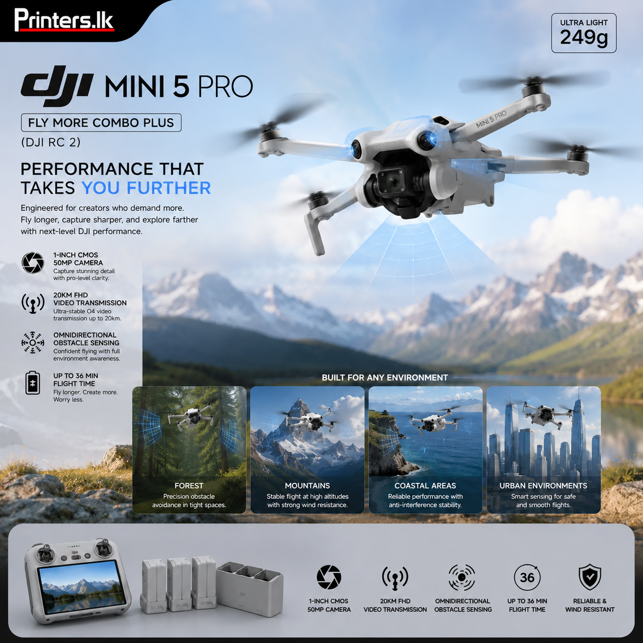 DJI Mini 5 Pro Fly More Combo Plus (DJI RC2) Drone - Image 3