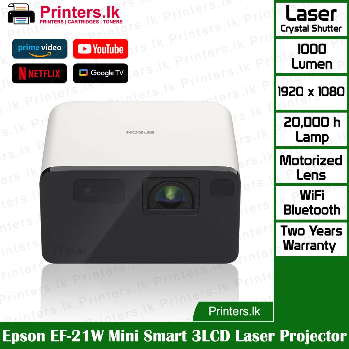 Epson EF-21W Multimedia Mini Smart 3LCD Laser Projector
