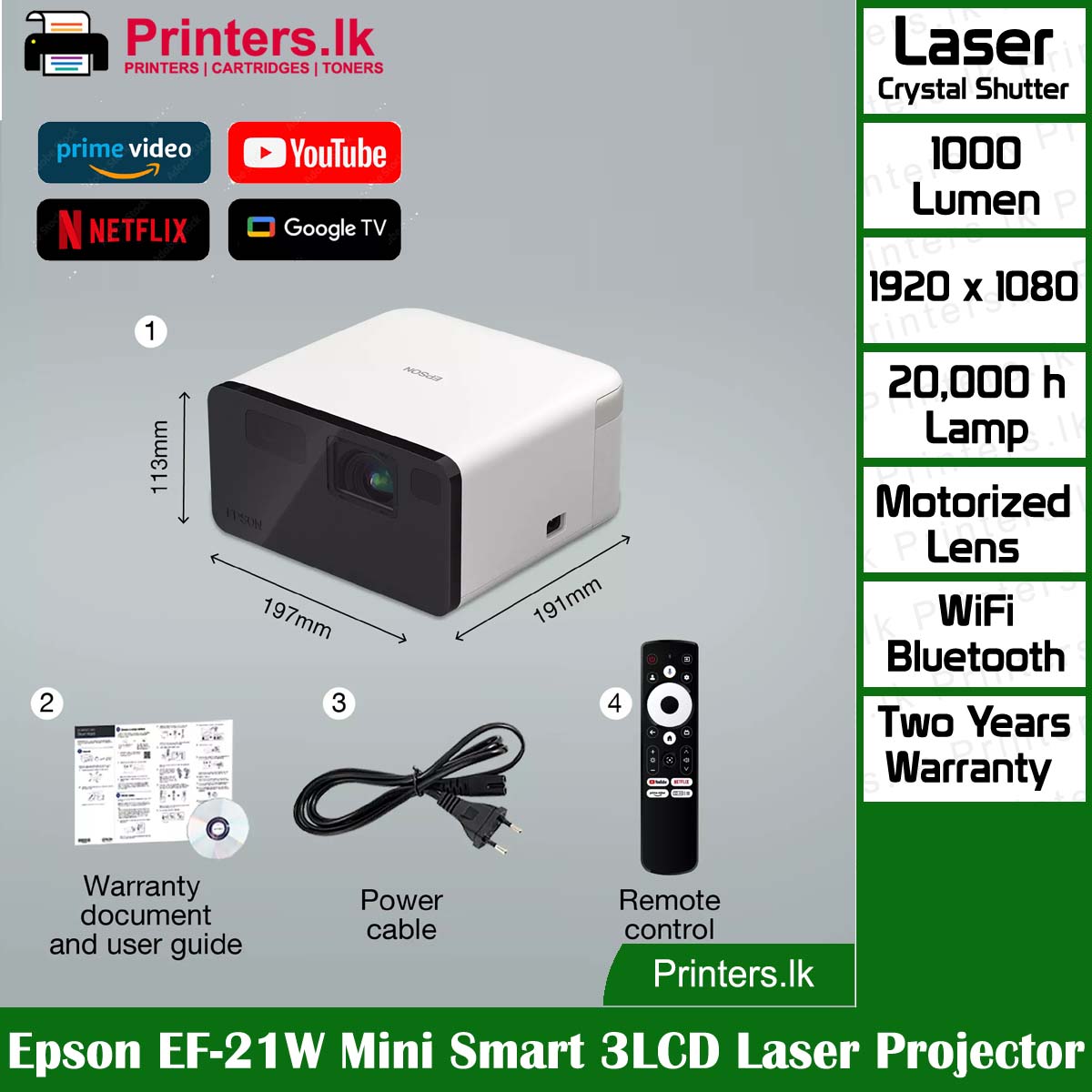 Epson EF-21W Multimedia Mini Smart 3LCD Laser Projector - Image 3