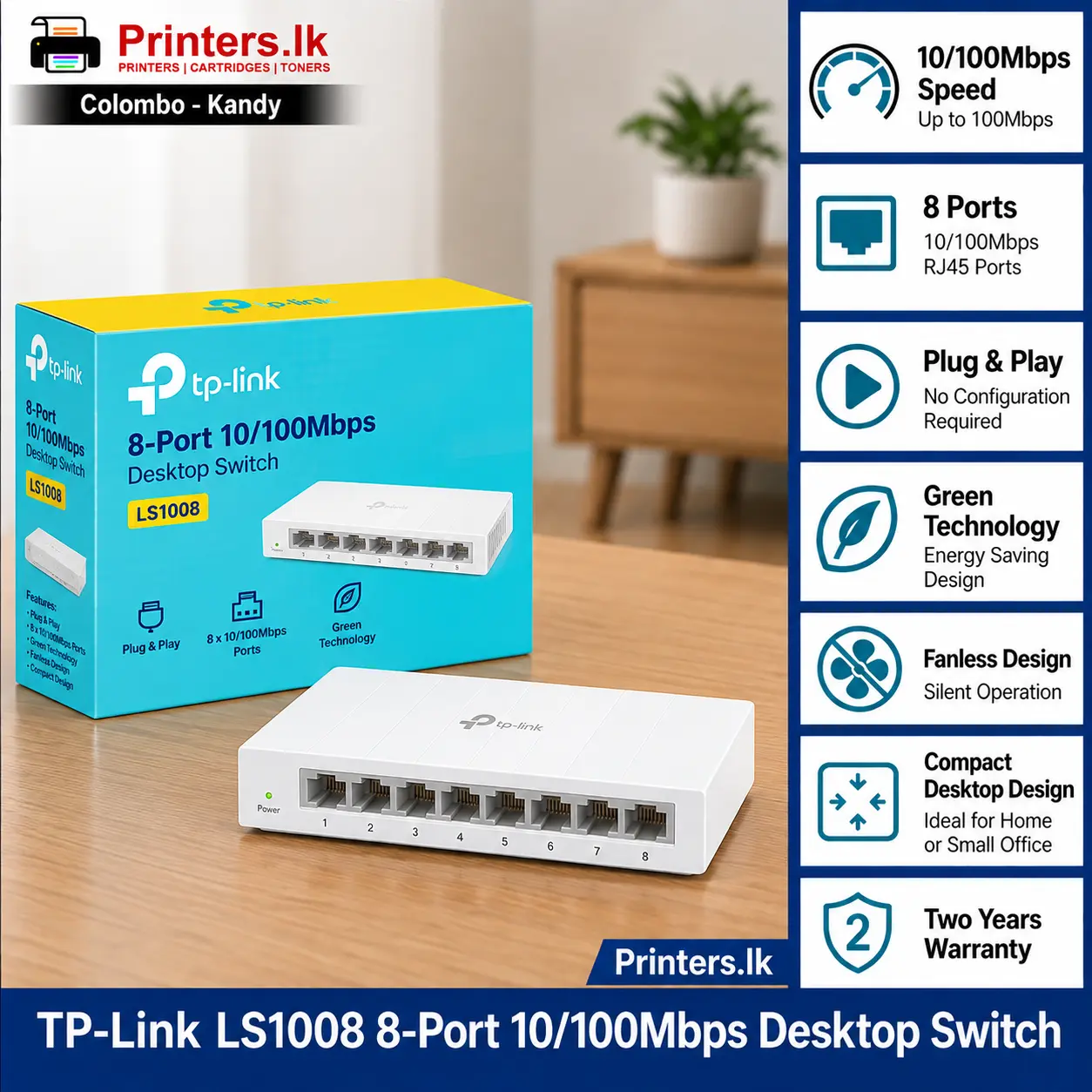 TP Link LS1008 8Port 10/100Mbps Network Switch