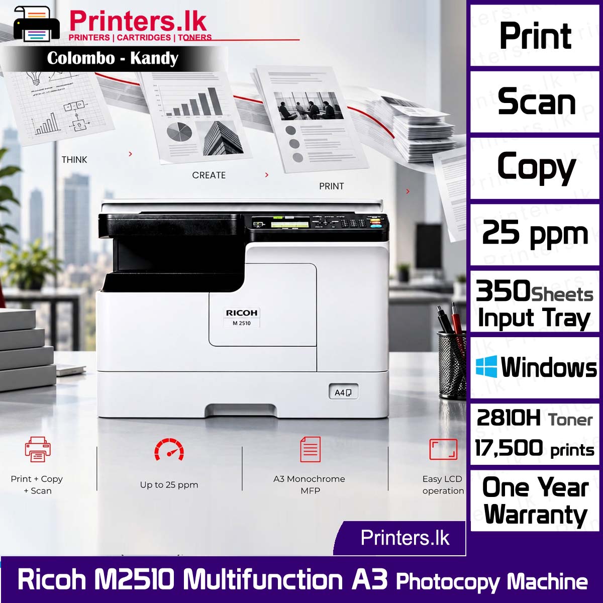 Ricoh M2510 Multifunction A3 Photocopy Machine - Image 3